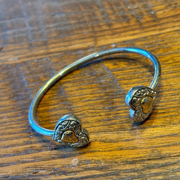 7.5" Silver and Gold Tone Heart Cuff Bracelet - Picture 4 of 9